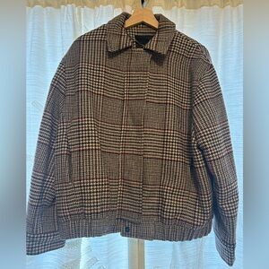 Zara Houndstooth Bomber Jacket